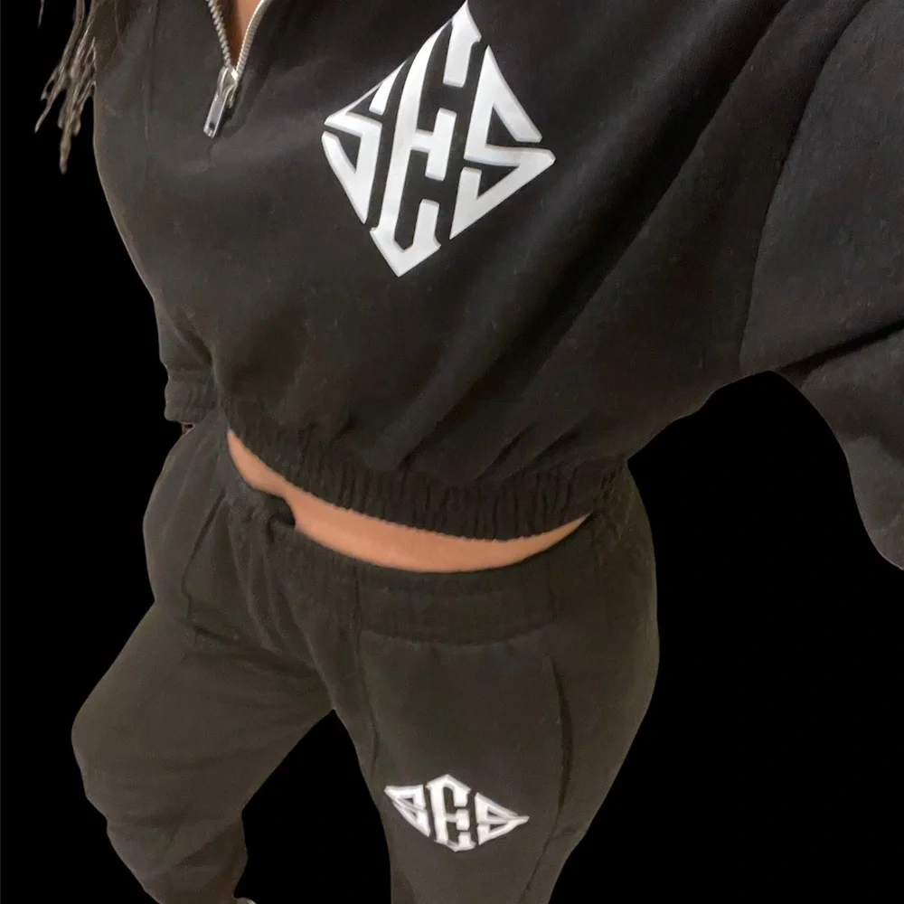 SES Ladies Black Joggers Set - Picture 1 of 3
